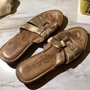 Born Gold Leather Flats